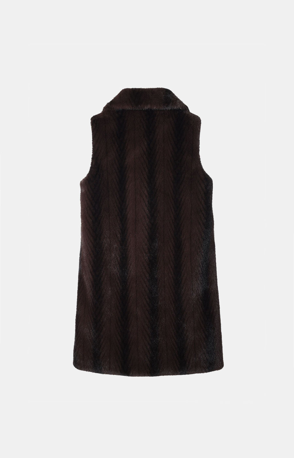 JA155 Brown Long Faux Mink Vest