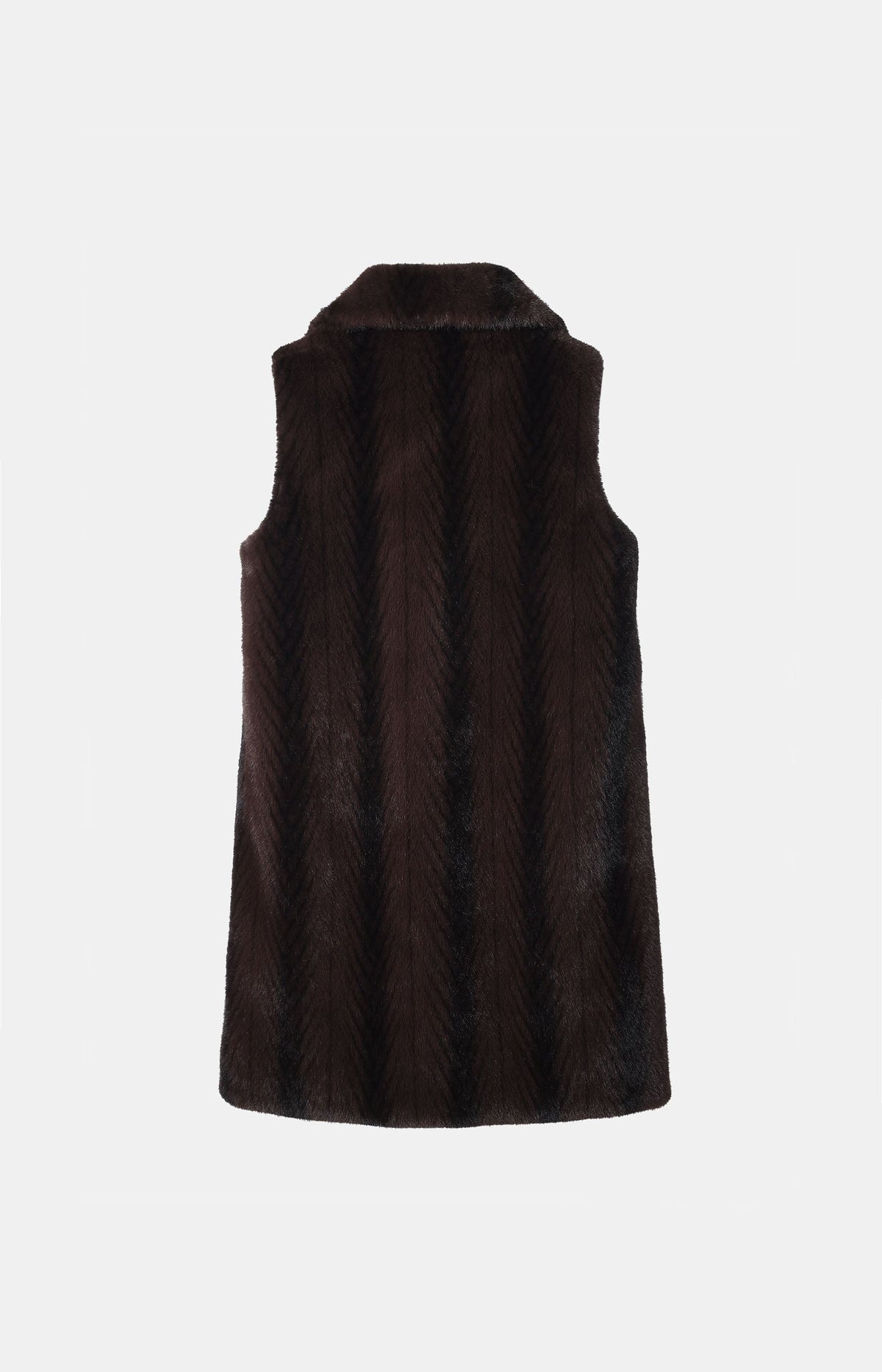 JA155 Brown Long Faux Mink Vest