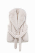 JA161 White Belted Faux Fur Vest