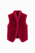 JA172 Fuchsia Curly Faux Fur Vest