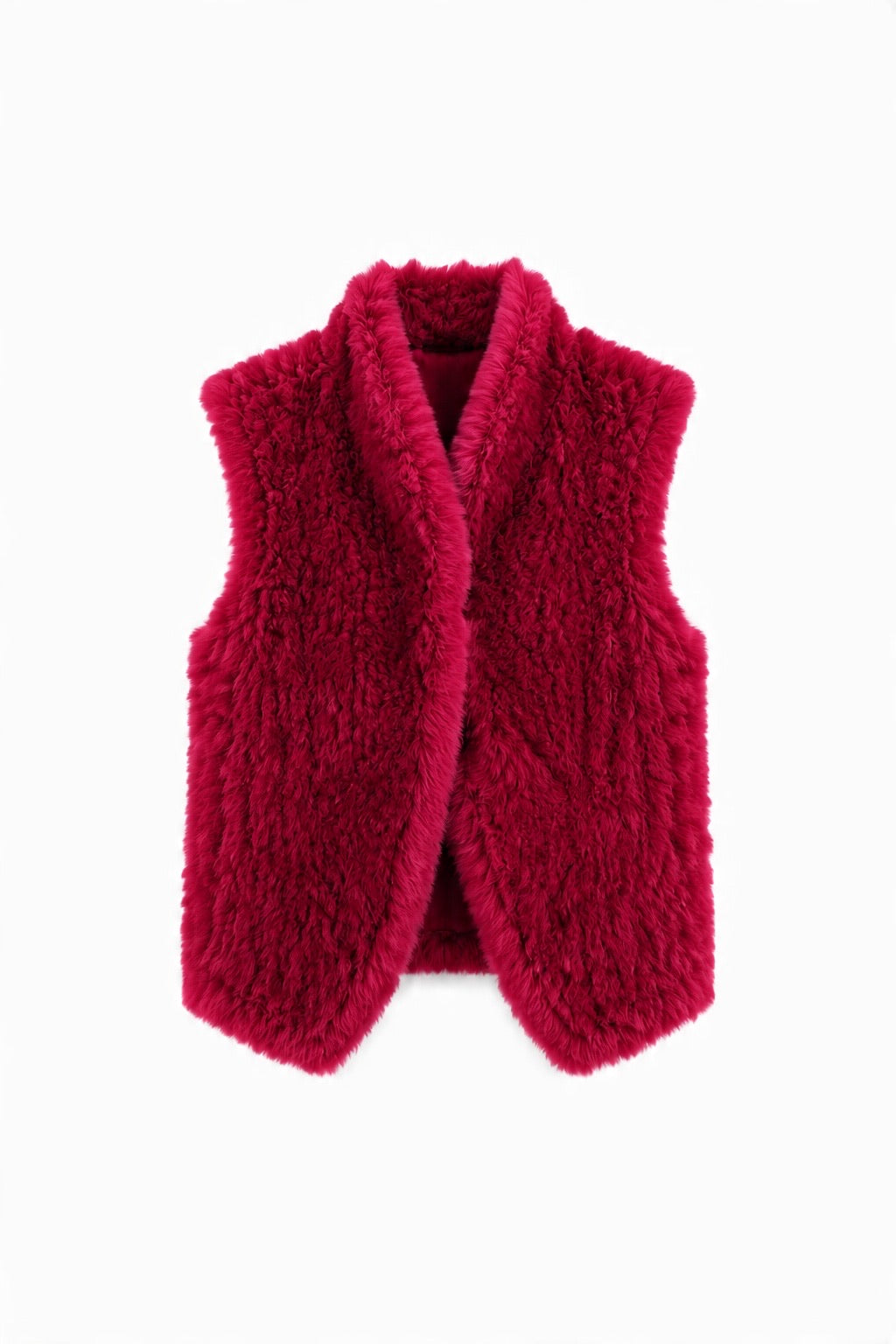 JA172 Fuchsia Curly Faux Fur Vest