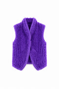 JA173 Purple Curly Faux Fur Vest