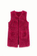 JA175 Fuchsia Long Curly Faux Fur Vest