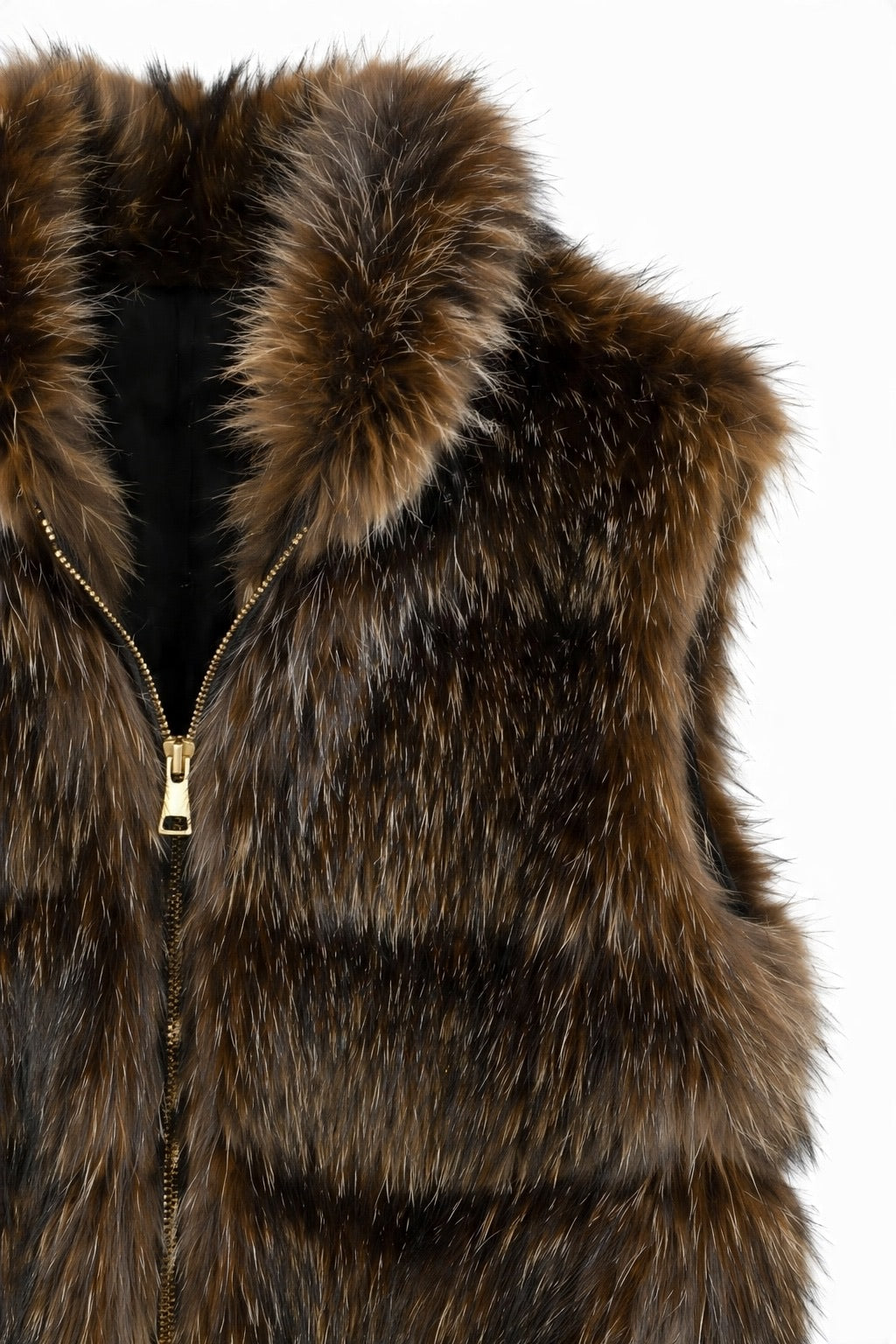JA39 Brown Tiered Faux Fur Vest