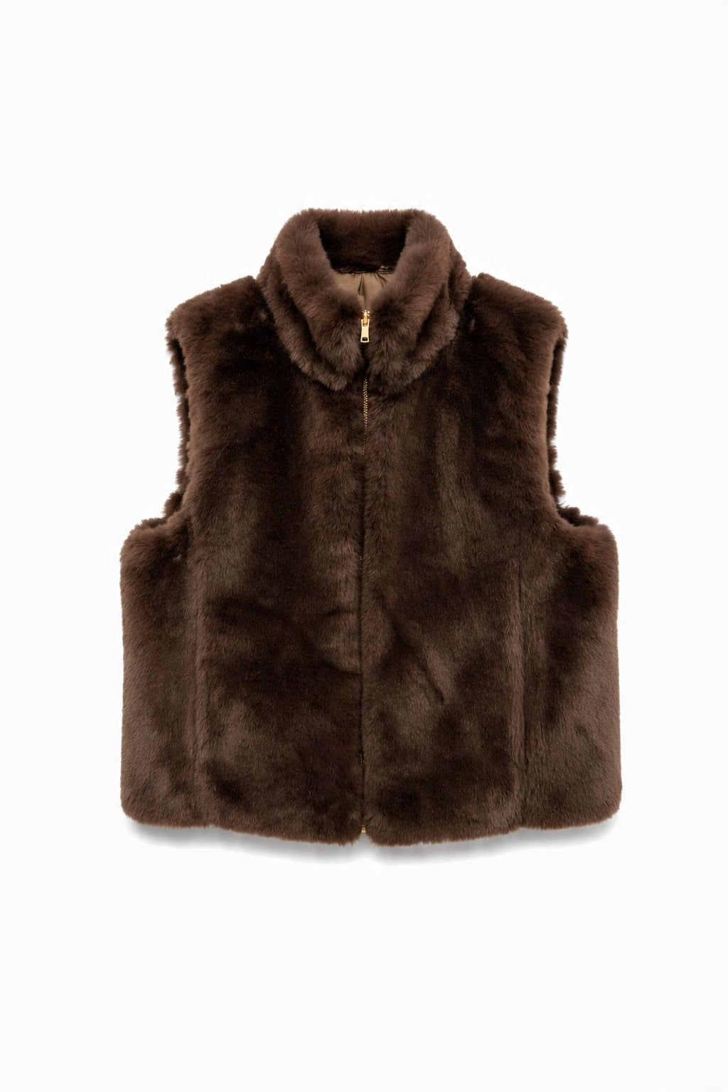 JA42 Light Brown Reversible Faux Fur Vest