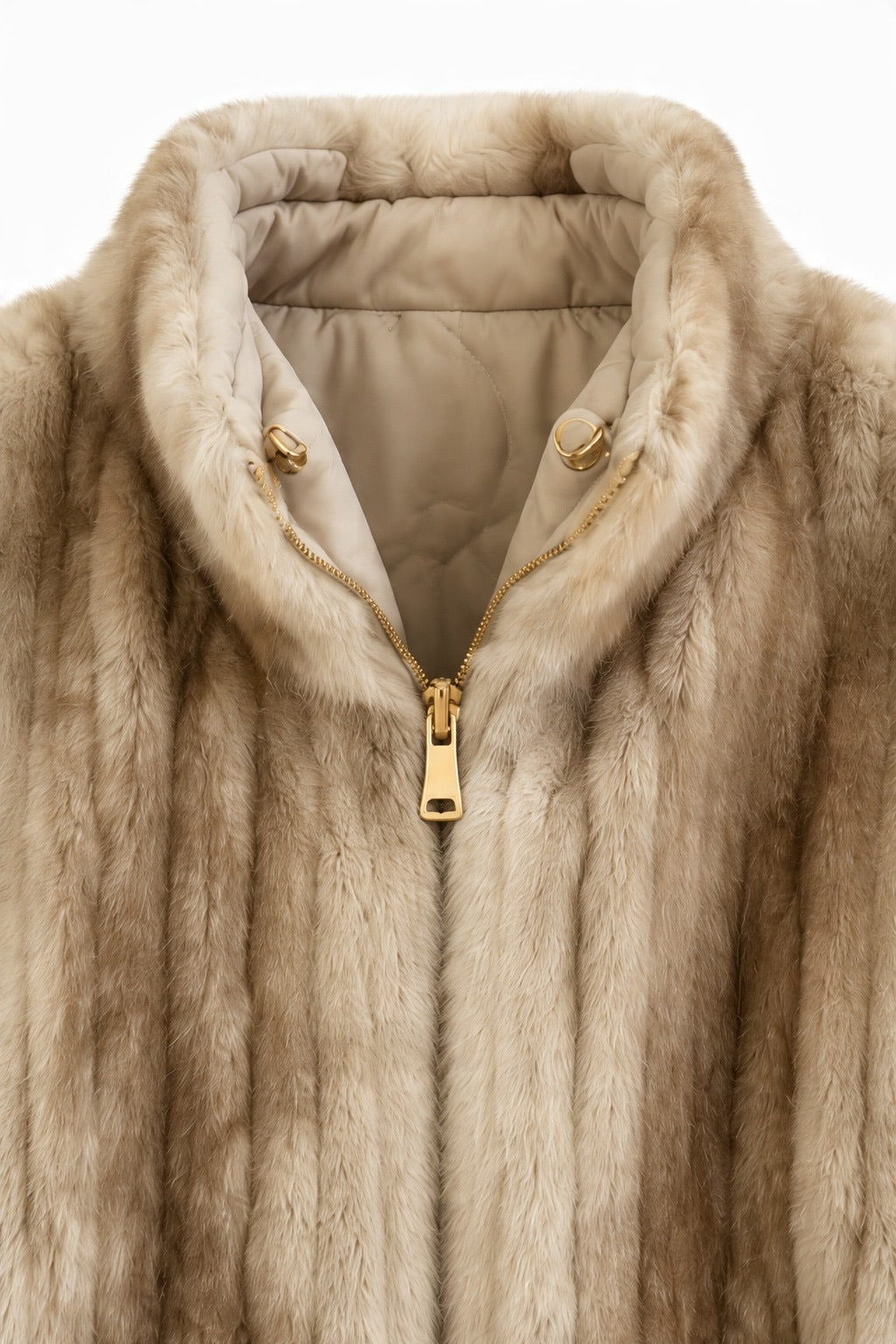 JA29 Beige Reversible Faux Fur Vest