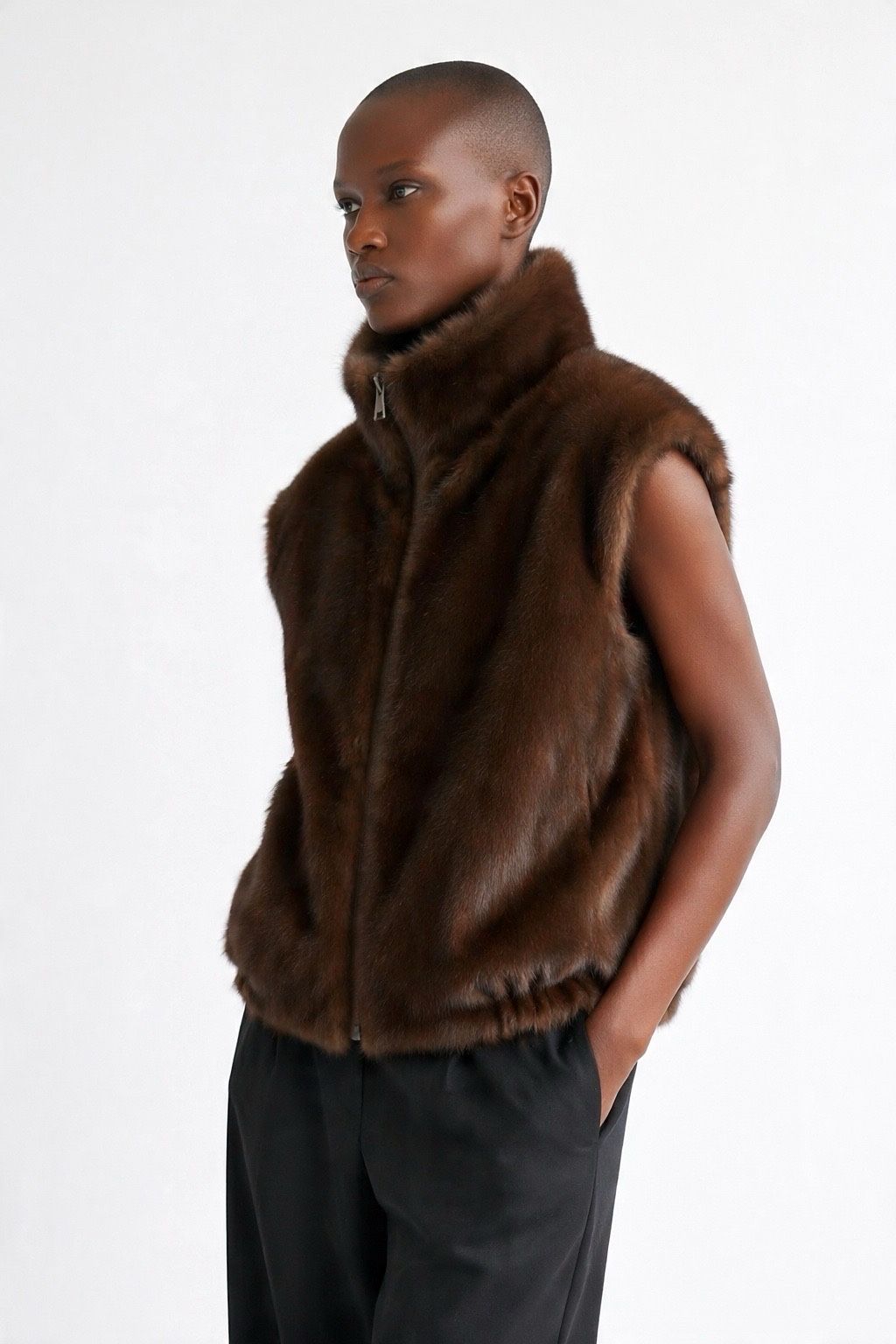 JA44 Black Reversible Faux Leather Vest