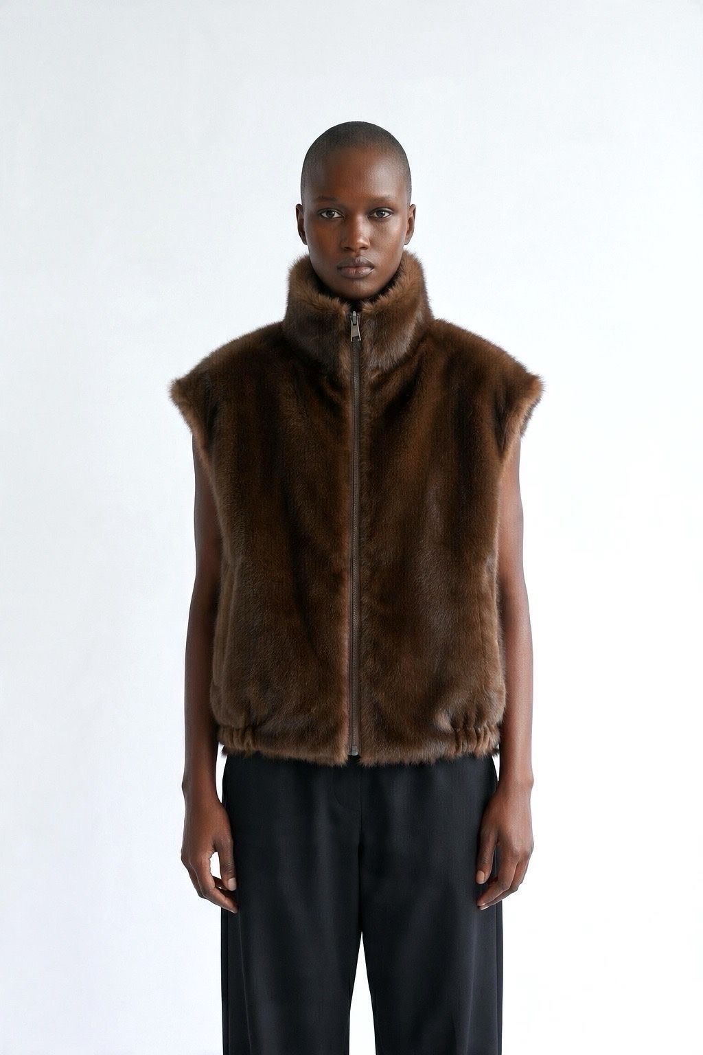 JA45 Brown Reversible Faux Leather Vest