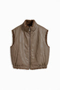 JA46 Light Brown Reversible Faux Leather Vest