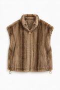 JA30 Taupe Reversible Faux Fur Vest