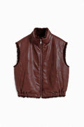JA47 Wine Reversible Faux Leather Vest