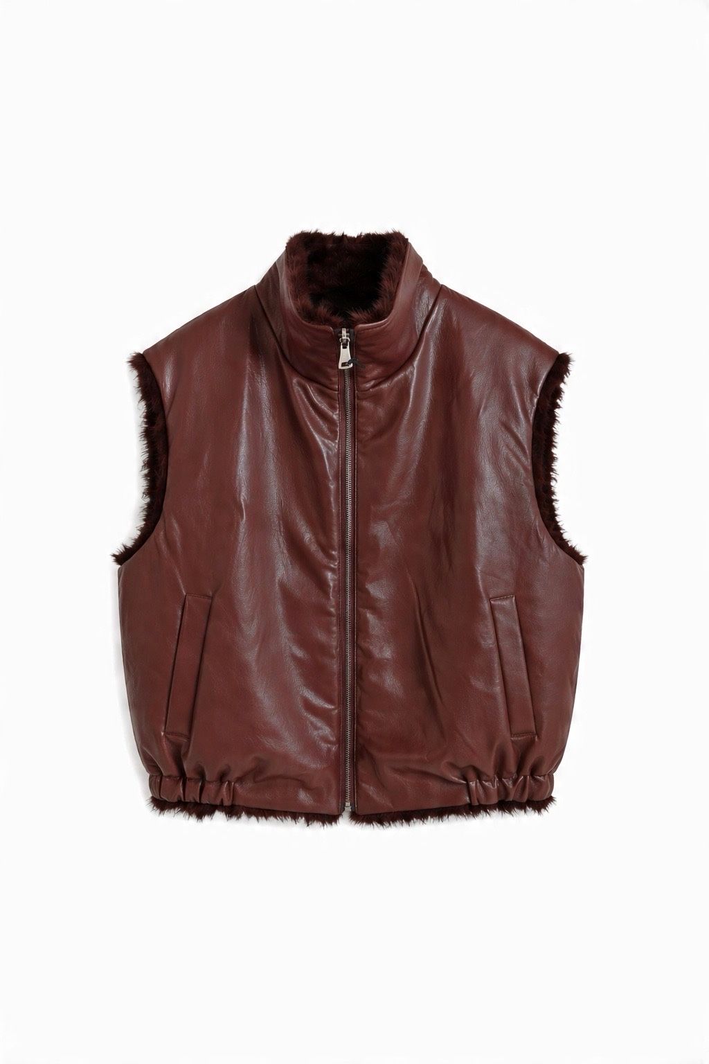 JA47 Wine Reversible Faux Leather Vest
