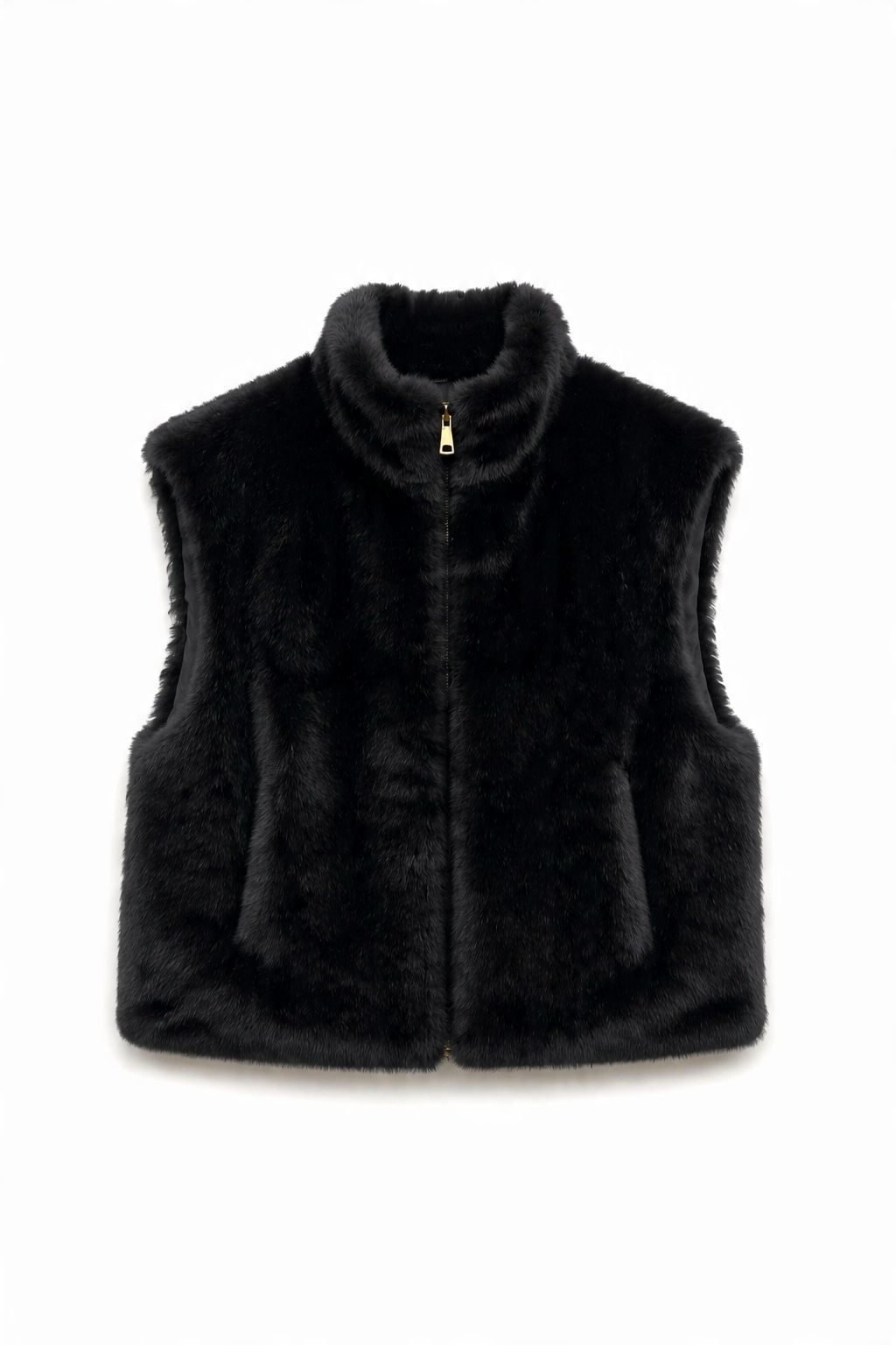 JA49 Black Faux Mink Vest