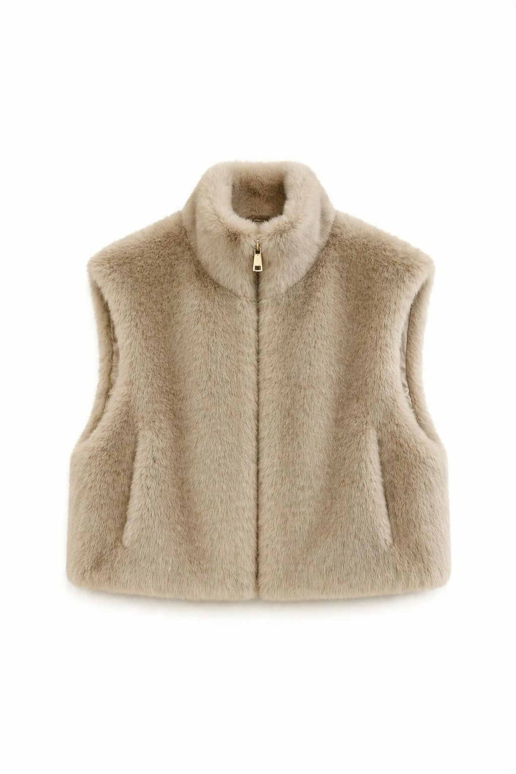 JA50 Beige Faux Mink Vest