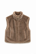 JA51 Taupe Faux Mink Vest