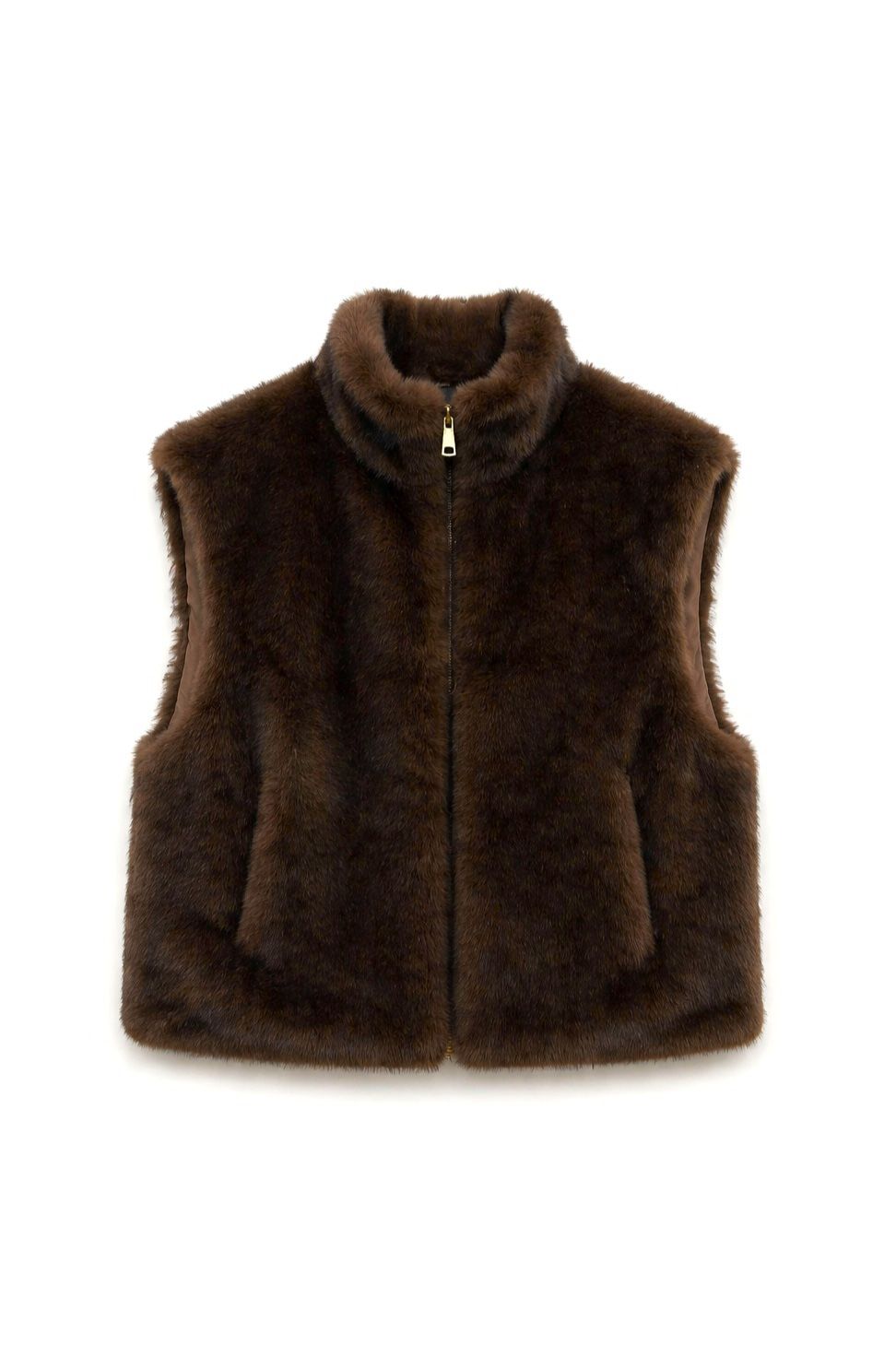 JA52 Brown Faux Mink Vest