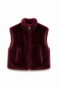 JA54 Wine Faux Mink Vest