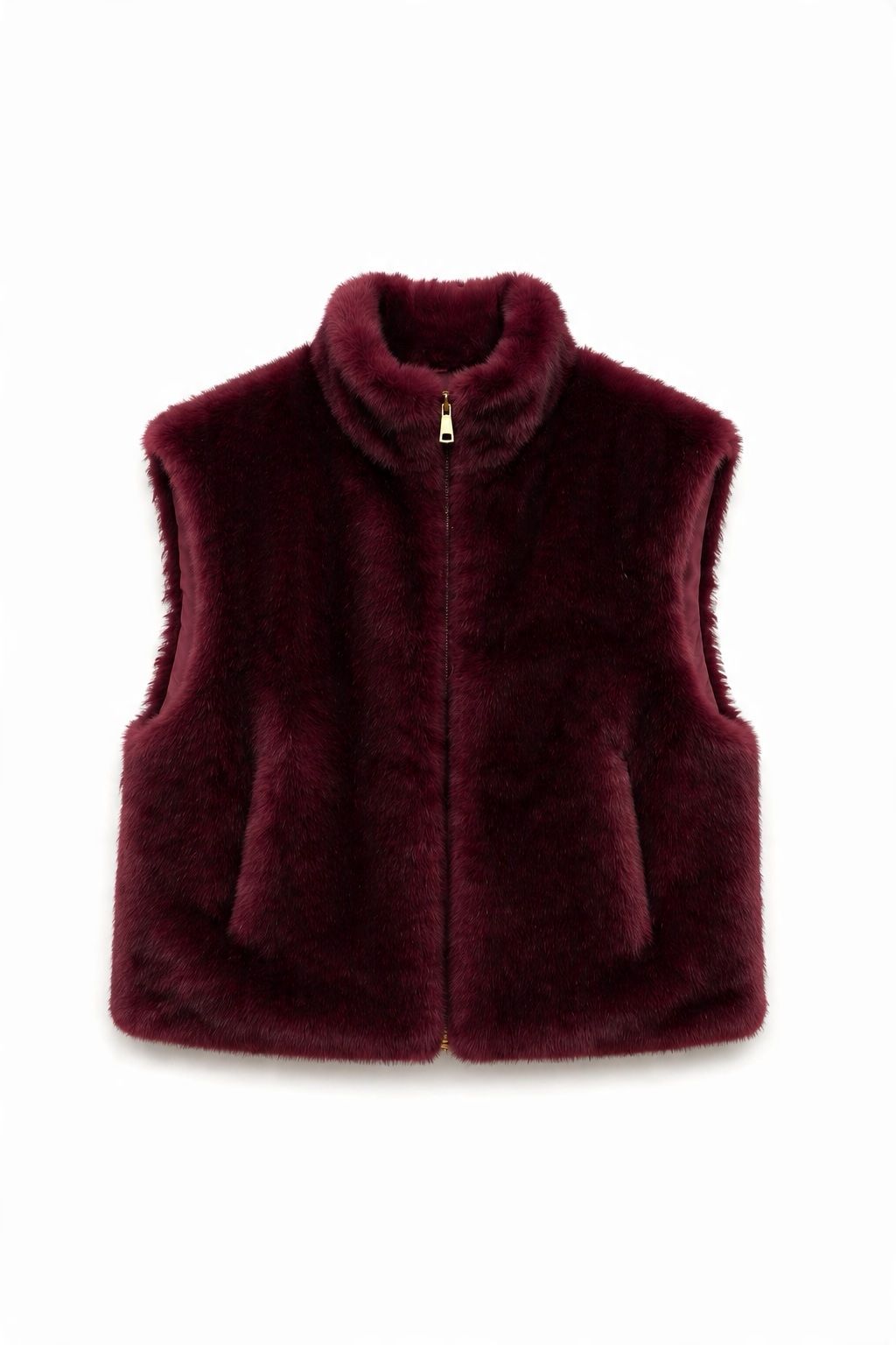 JA54 Wine Faux Mink Vest