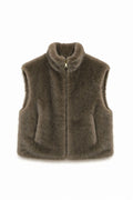 JA55 Khaki Faux Mink Vest