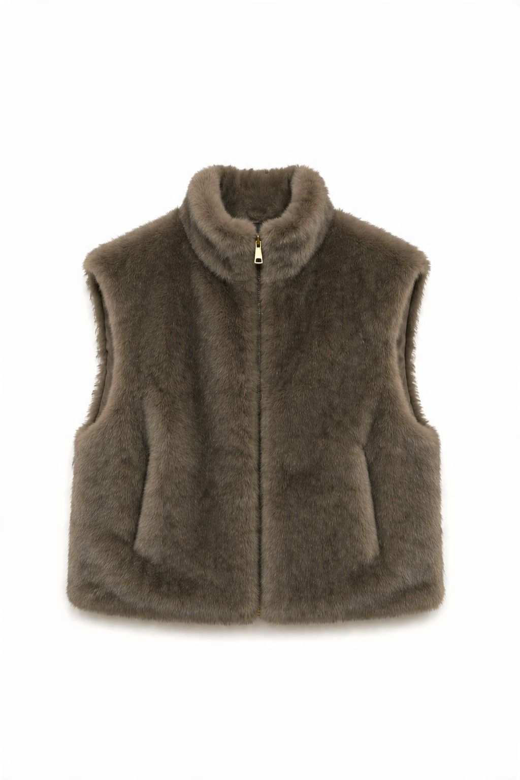 JA55 Khaki Faux Mink Vest