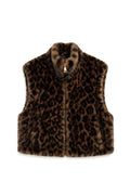 JA56 Brown Leopard Faux Mink Vest