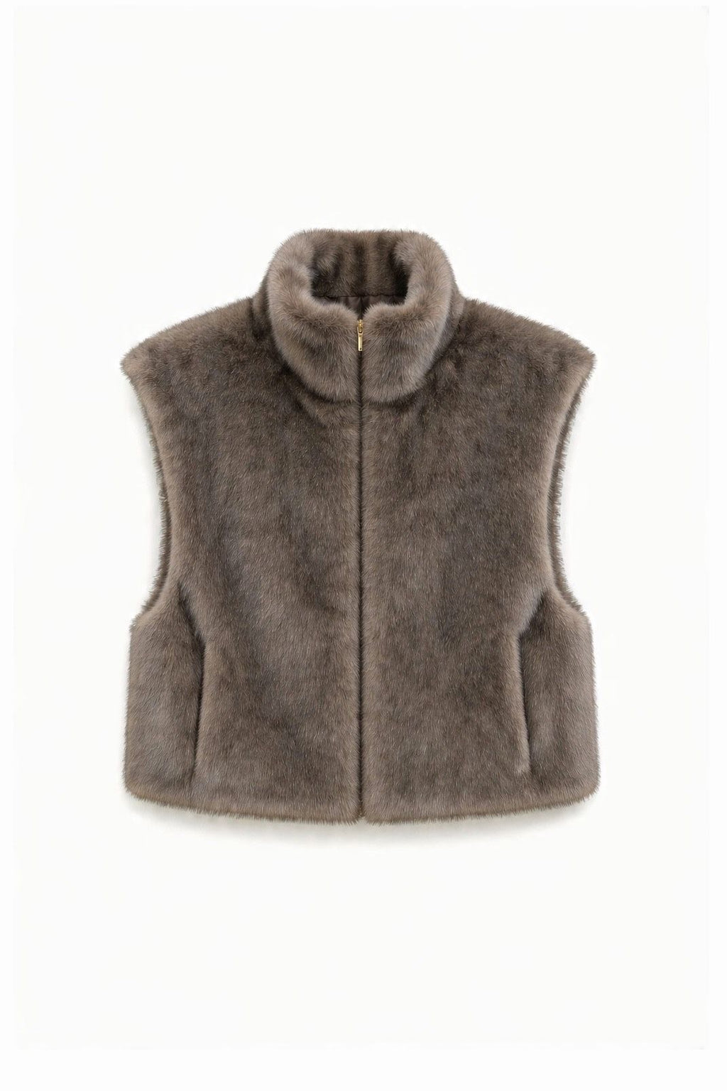 JA58 Taupe Reversible Faux Mink Vest