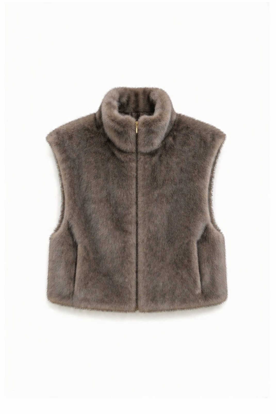 JA58 Taupe Reversible Faux Mink Vest