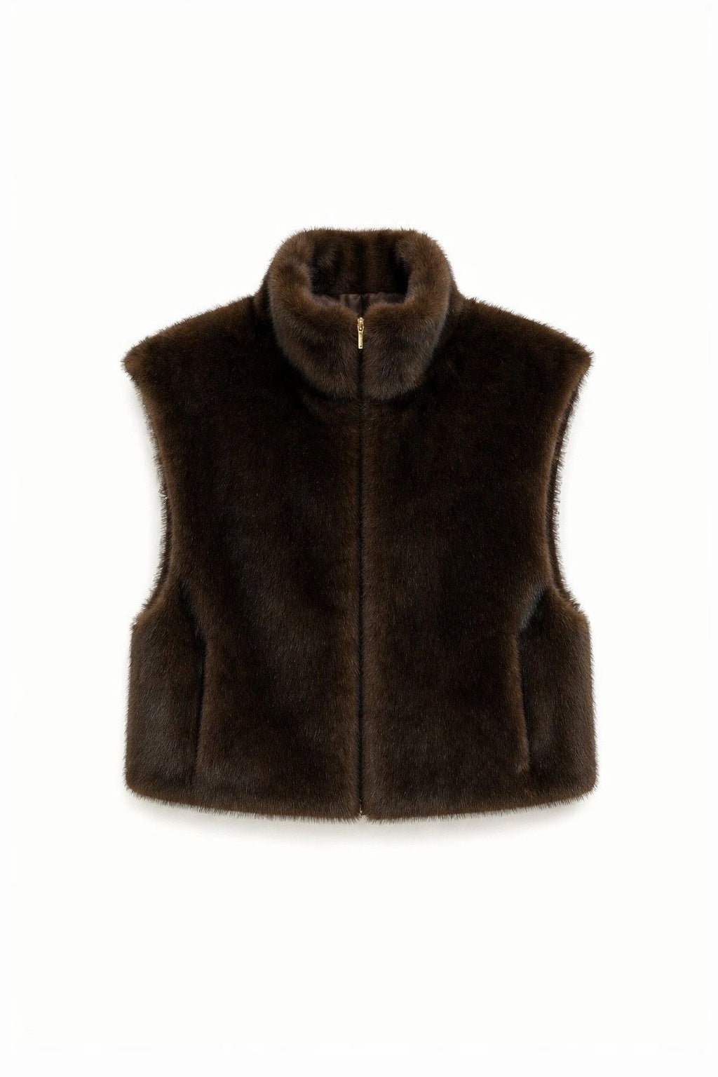 JA59 Brown Reversible Faux Mink Vest