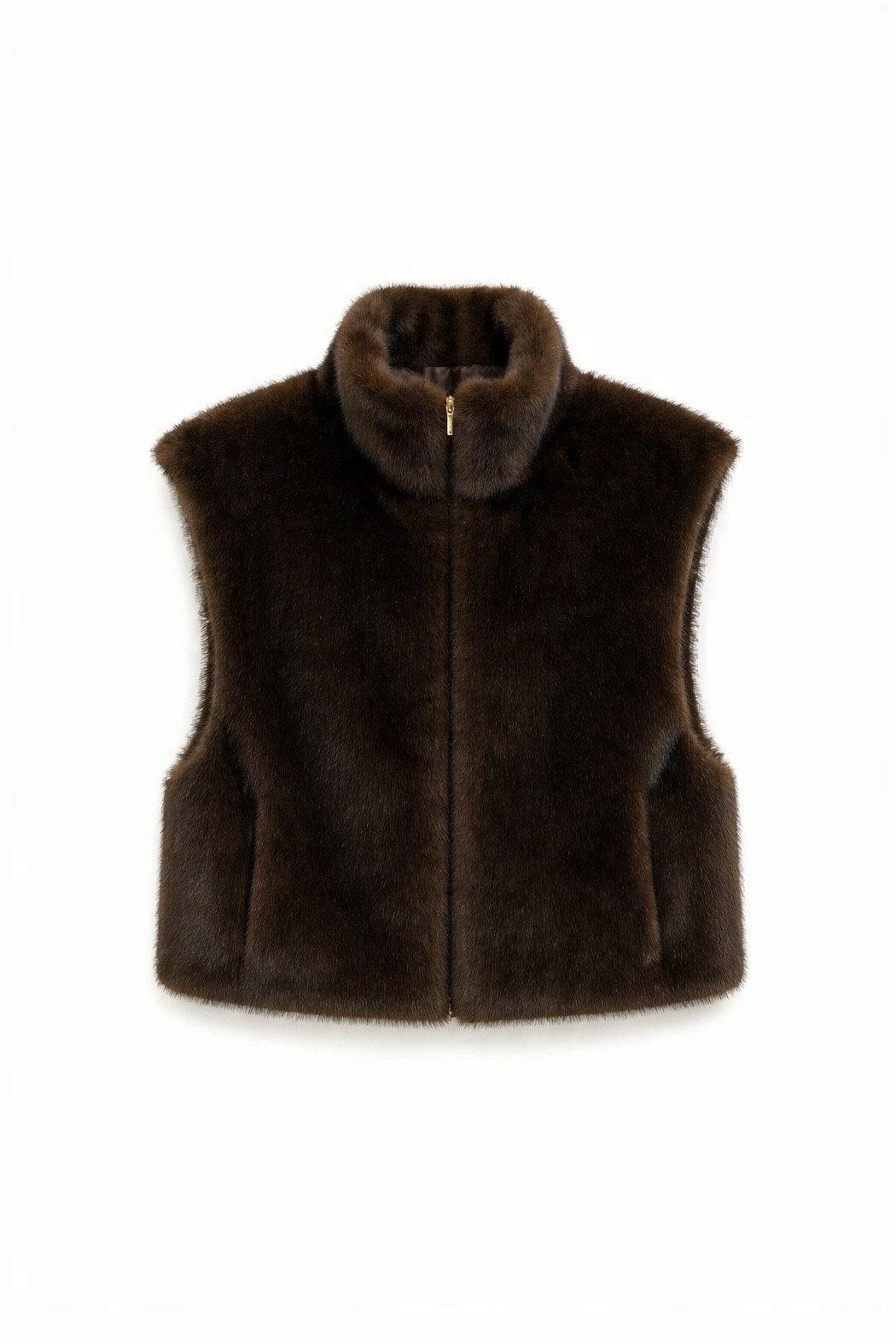JA59 Brown Reversible Faux Mink Vest