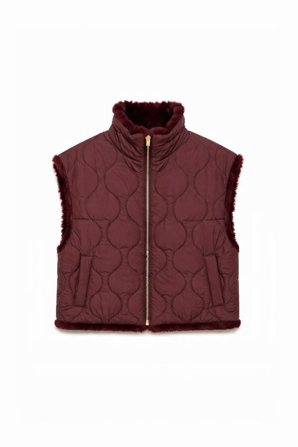 JA60 Wine Reversible Faux Mink Vest