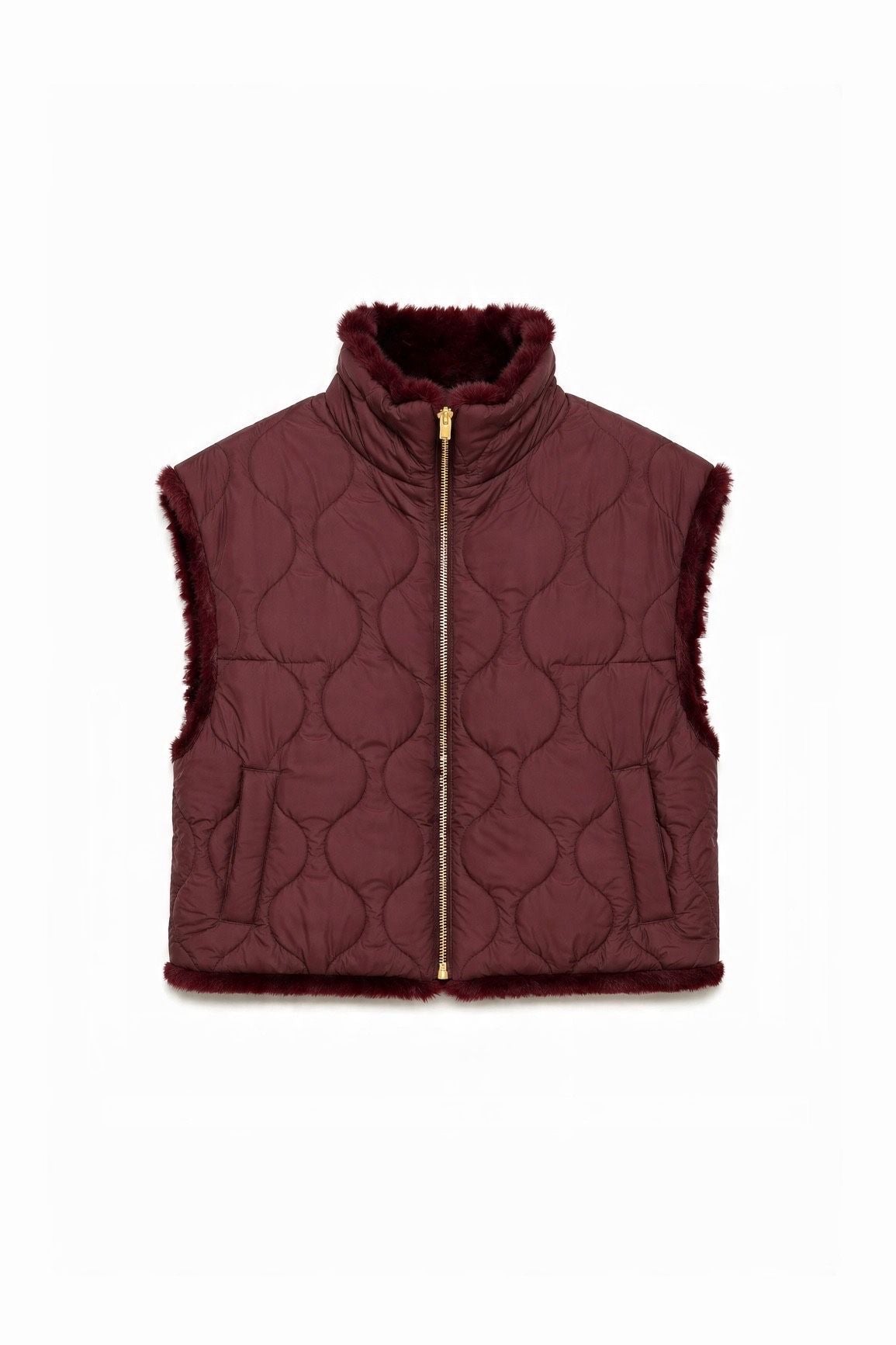 JA60 Wine Reversible Faux Mink Vest