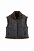 JA62 Black Reversible Faux Mink Vest
