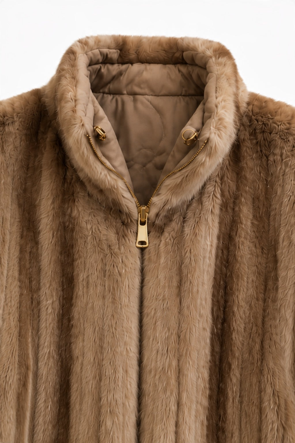 JA30 Taupe Reversible Faux Fur Vest