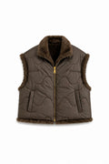 JA65 Brown Reversible Faux Mink Vest