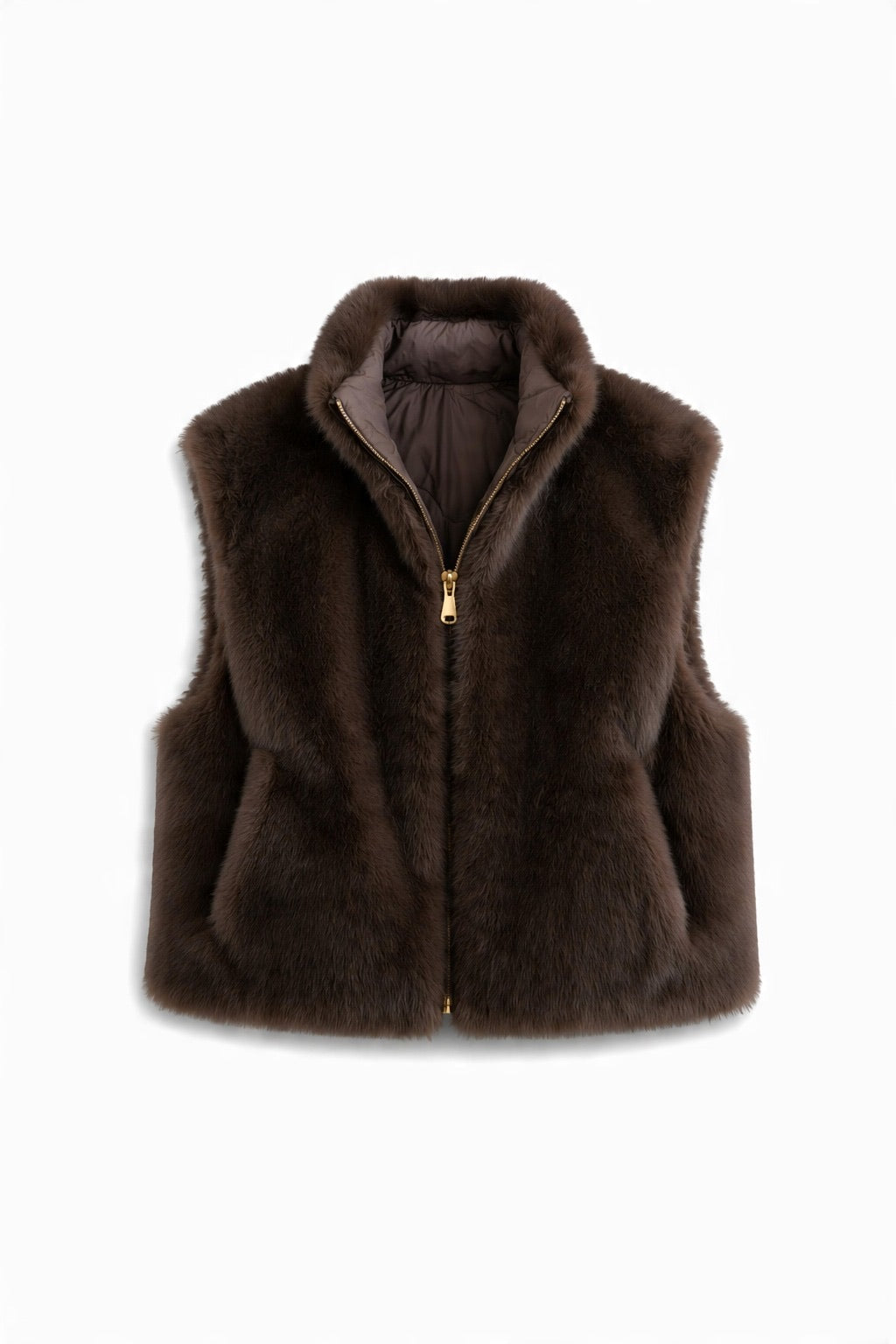 JA65 Brown Reversible Faux Mink Vest