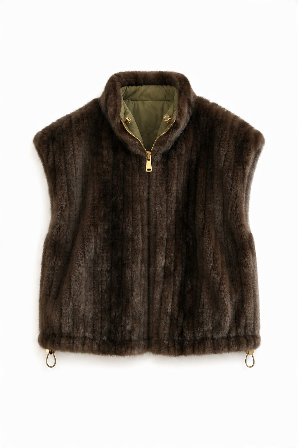 JA31 Brown Reversible Faux Fur Vest