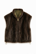 JA31 Brown Reversible Faux Fur Vest