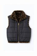 JA68 Black Reversible Leopard Vest