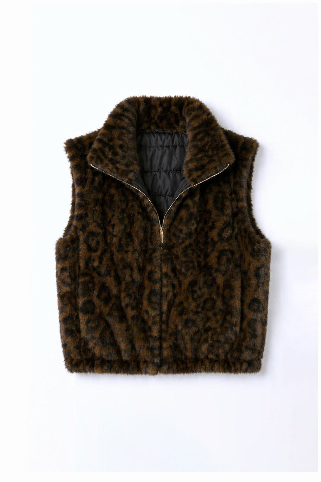JA68 Black Reversible Leopard Vest
