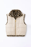JA69 Beige Reversible Leopard Vest