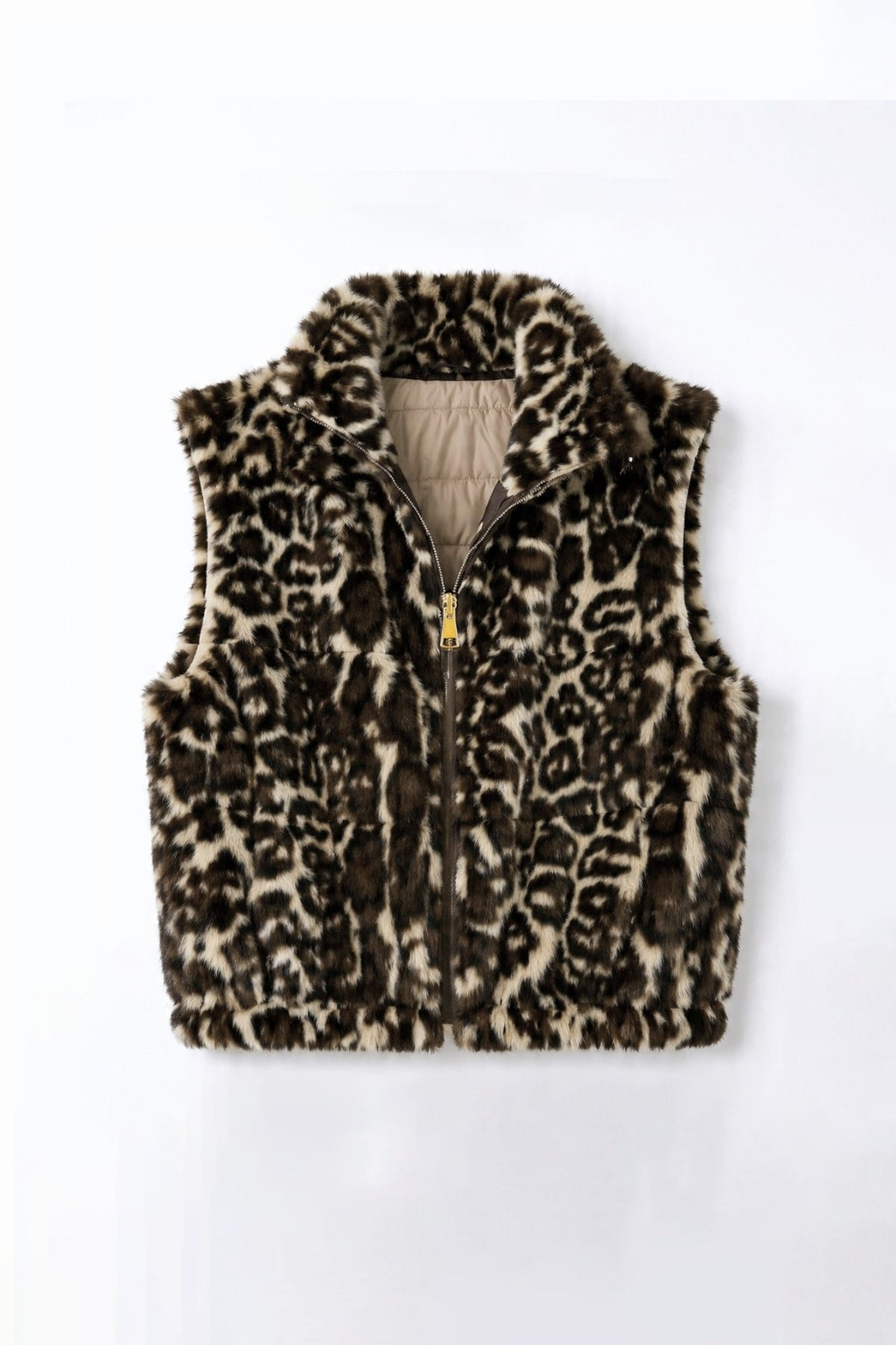 JA69 Beige Reversible Leopard Vest