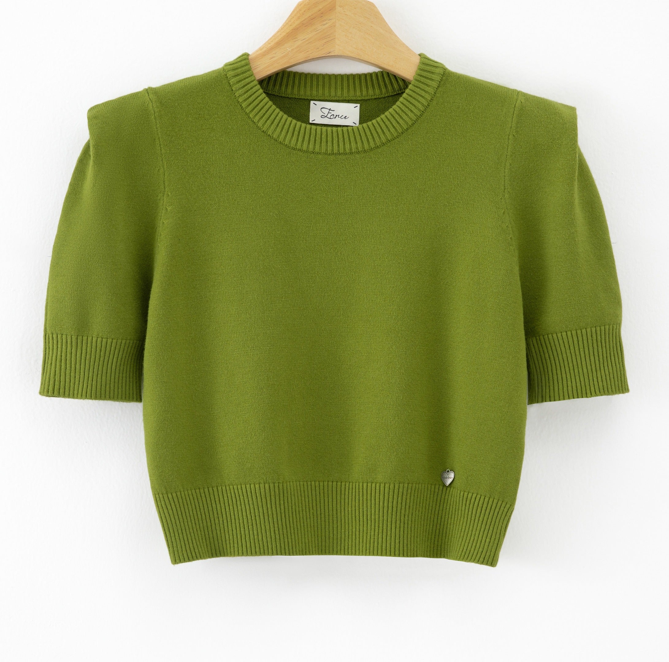 LUSSS9 Olive Structured Shoulder Sweater