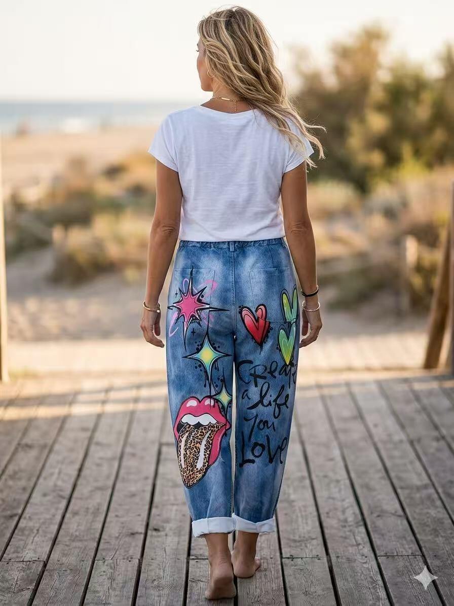 ZOPJAJ Printed Jeans Jeans