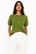 LUBDS9 Olive Beaded Diamond Sweater