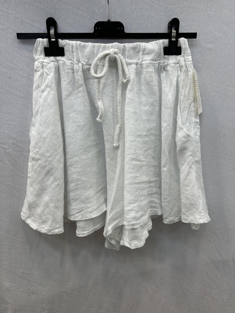 100% Linen Shorts White