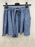 100% Linen Shorts Jeans Blue
