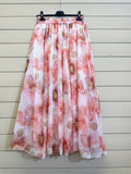 ESTFSBS Floral Print Silk Skirt Blush