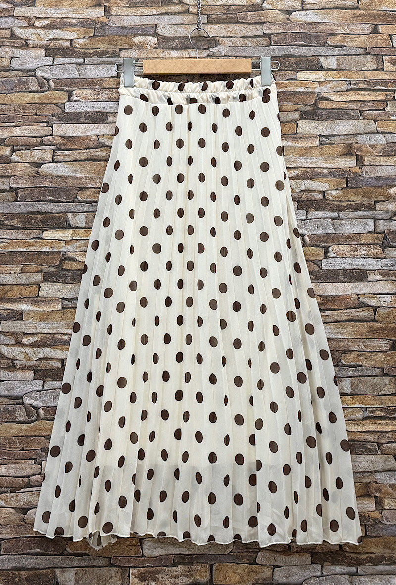 ESLRPWH Lorris Polka Dot Pleated Skirt White