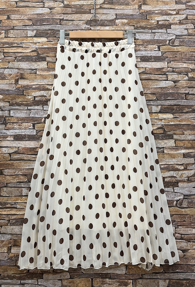 ESLRPWH Lorris Polka Dot Pleated Skirt White