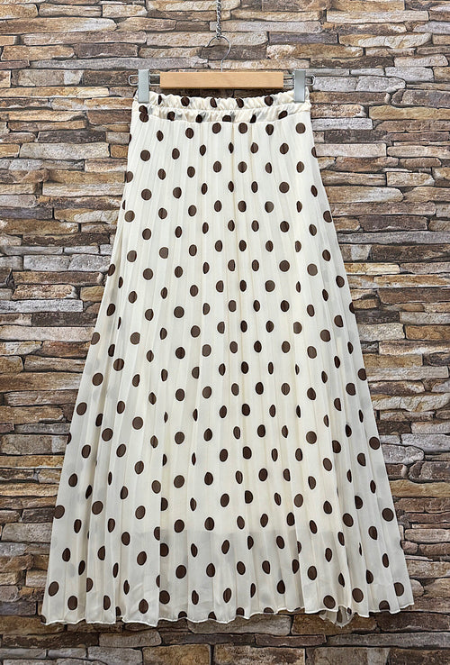 ESLRPWH Lorris Polka Dot Pleated Skirt White